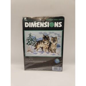 Dimensions Mini Counted Cross Stitch Kit 7"X5" A Pair Of Wolves New Sealed pkg.